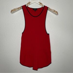 RAG & BONE KISHI SEAMLESS RED & BLACK RIBBED SCOOP NECK TANK TOP SZ L/XL